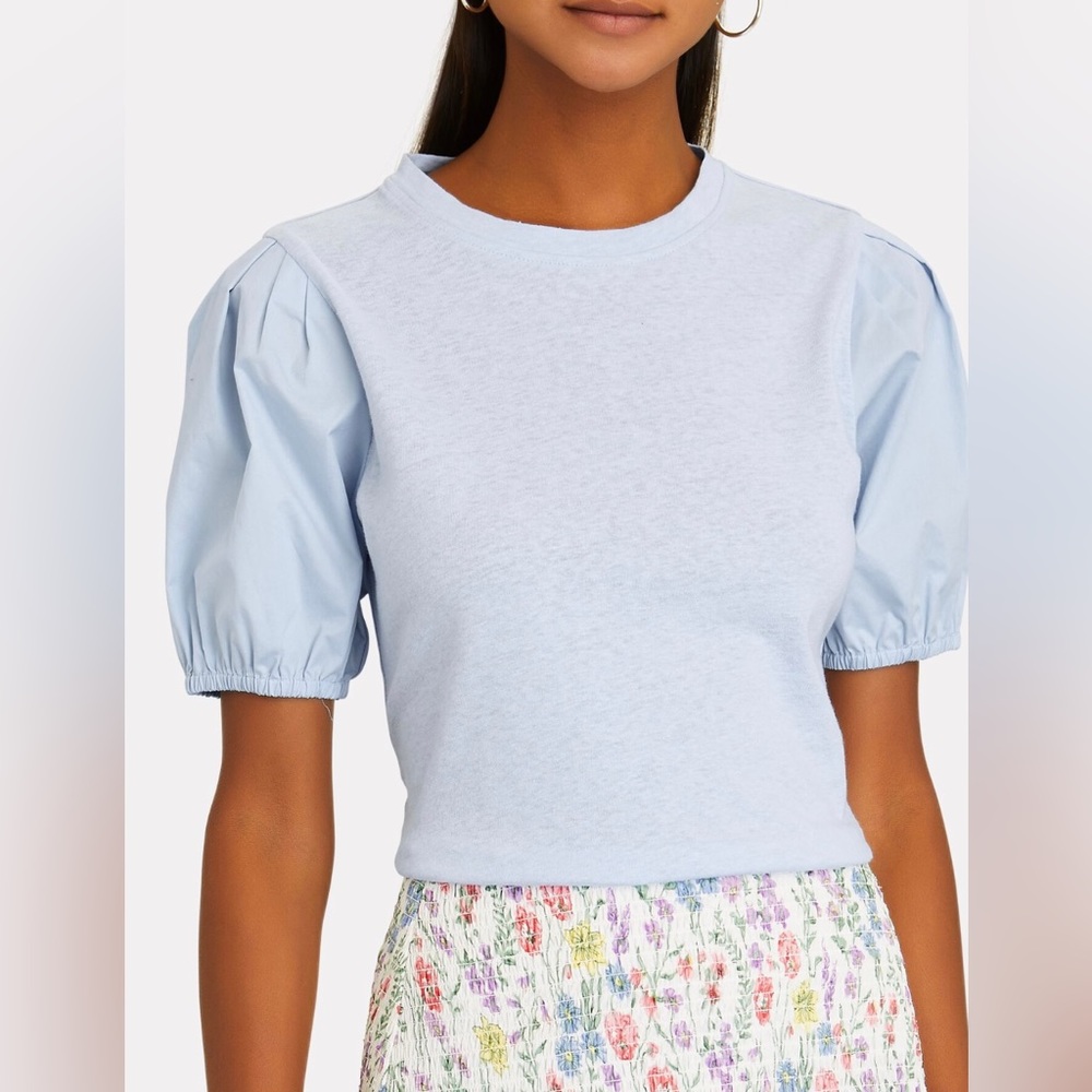 10 Crosby Derek Lam Light Blue Puff Sleeve Short Sleeve Tee